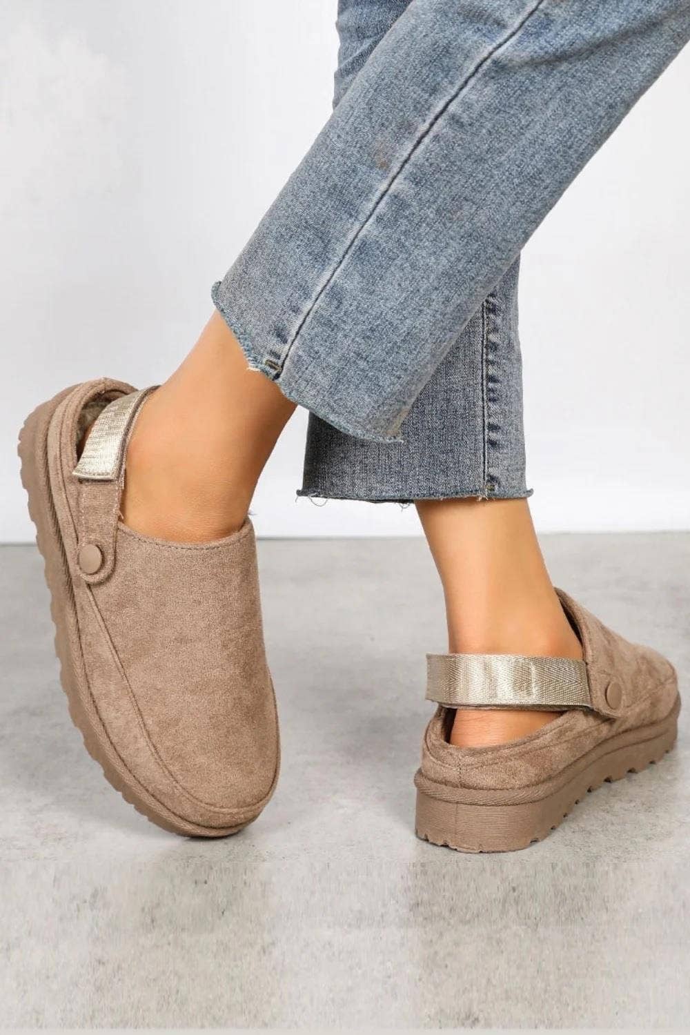 WOMENS FAUX SUEDE STRAPPY CLOGS SLIP ON MULES SLIPPERS