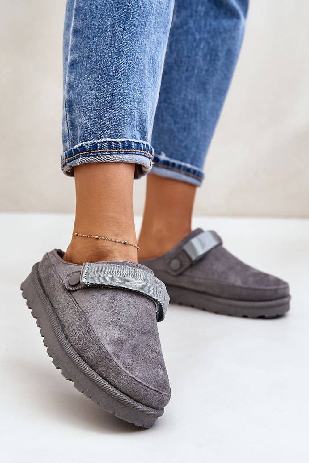 WOMENS FAUX SUEDE STRAPPY CLOGS SLIP ON MULES SLIPPERS