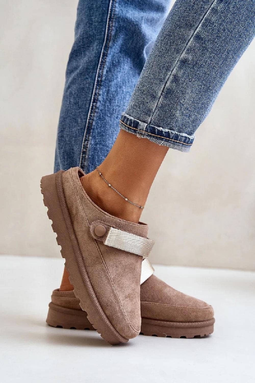 WOMENS FAUX SUEDE STRAPPY CLOGS SLIP ON MULES SLIPPERS