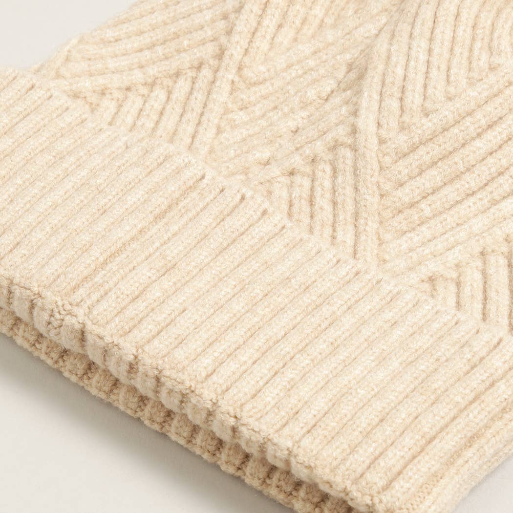 Heather Cuff Beanie with Pom-Pom